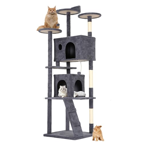 54" Dark Gray Cat Tree Tower Q415