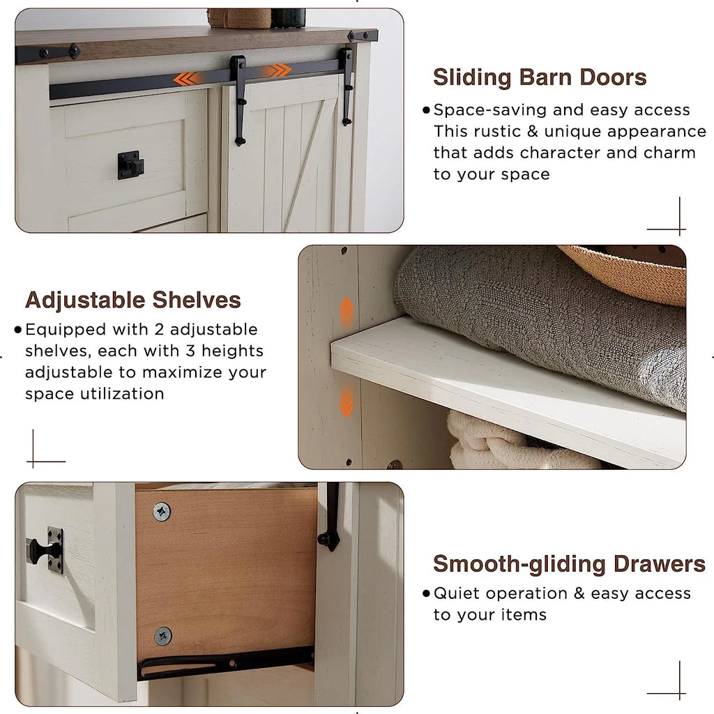 5 Drawer Dresser with Barn Door V384