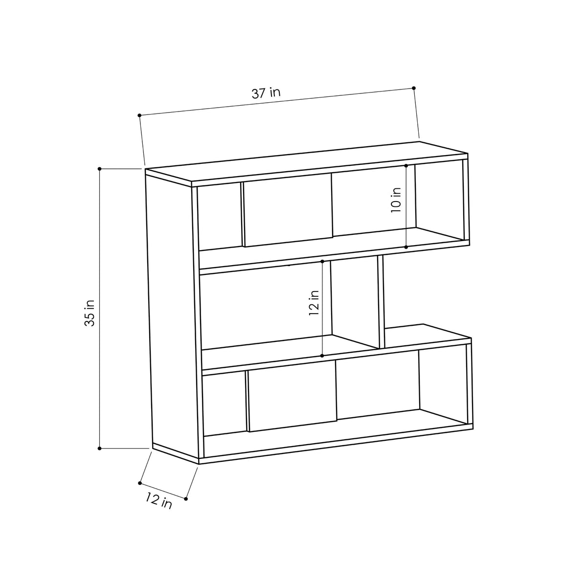3 Tier Open Shelf Oak Bookcase M2401