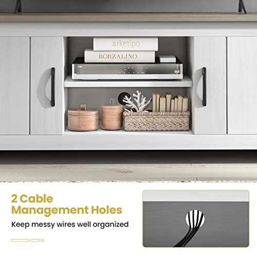 2 Doors TV Stand with Open Shelves and Cable Management Holes G150769