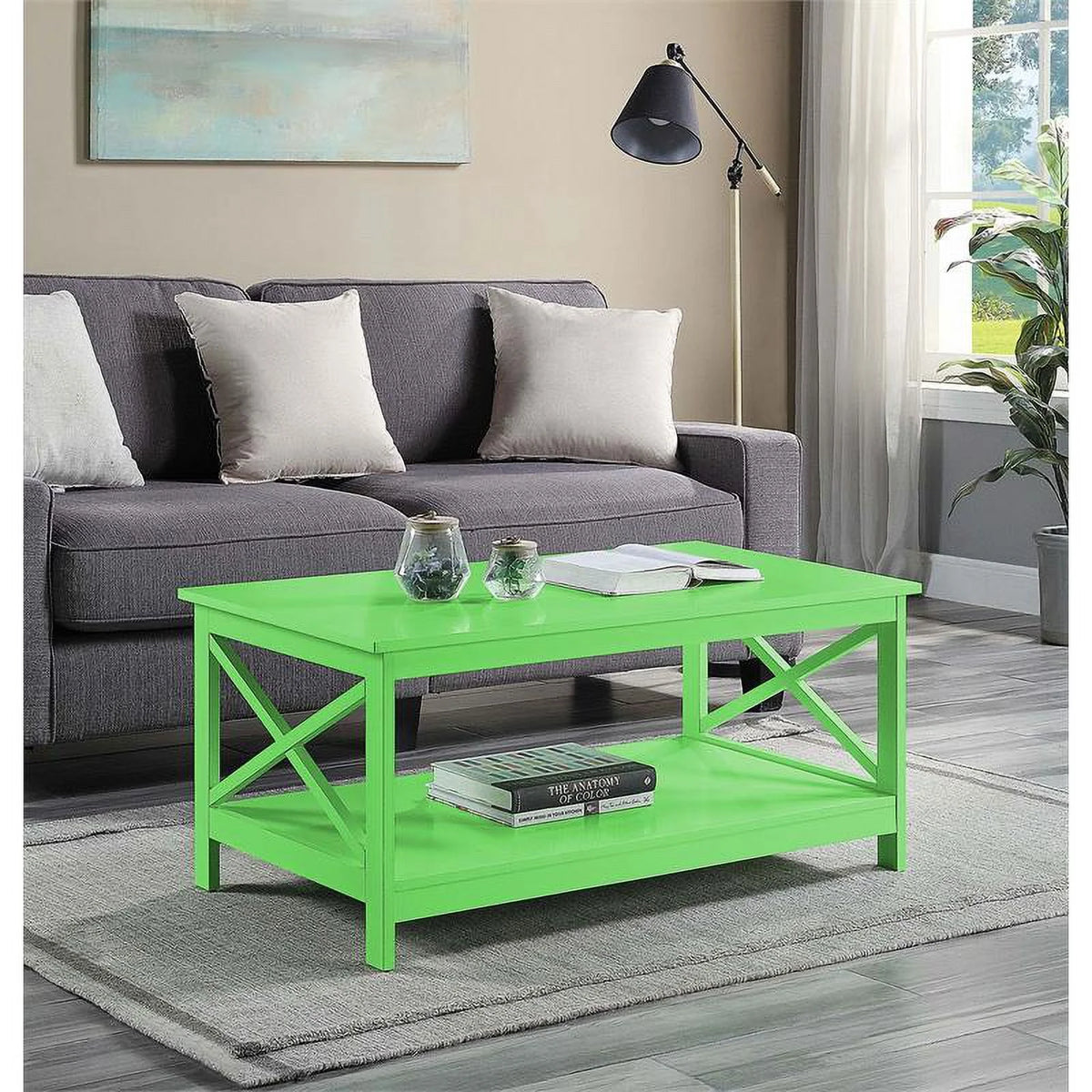 Lime Green Wood Coffee Table with Shelf M962285