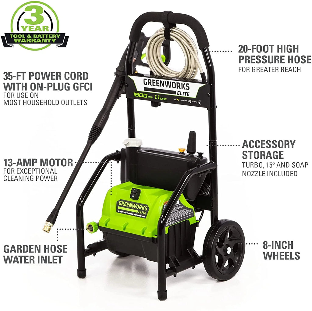 1800-PSI 13 Amp 1.1-GPM Electric Pressure Washer I727511