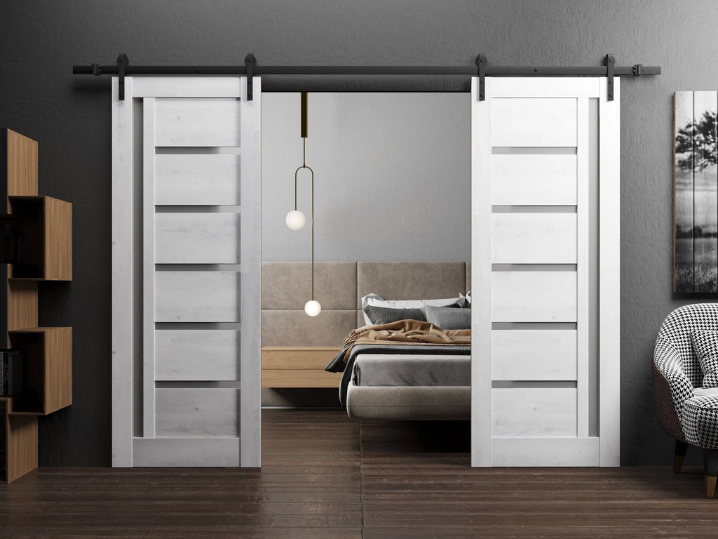 Double Barn Door 72 x 80 inches with Frosted Glass W855