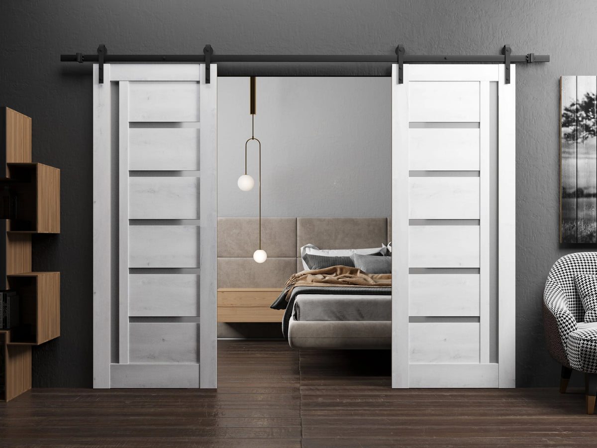 Double Barn Door 72 x 80 inches with Frosted Glass W855