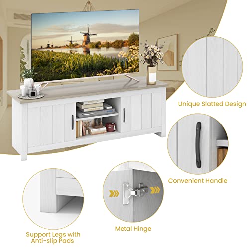 2 Doors TV Stand with Open Shelves and Cable Management Holes G150769