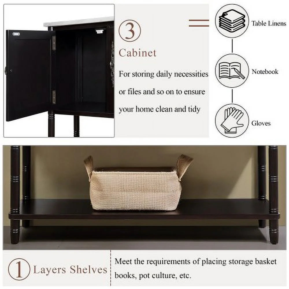 47'' Entryway Console Table with Storage and Open Shelf I430
