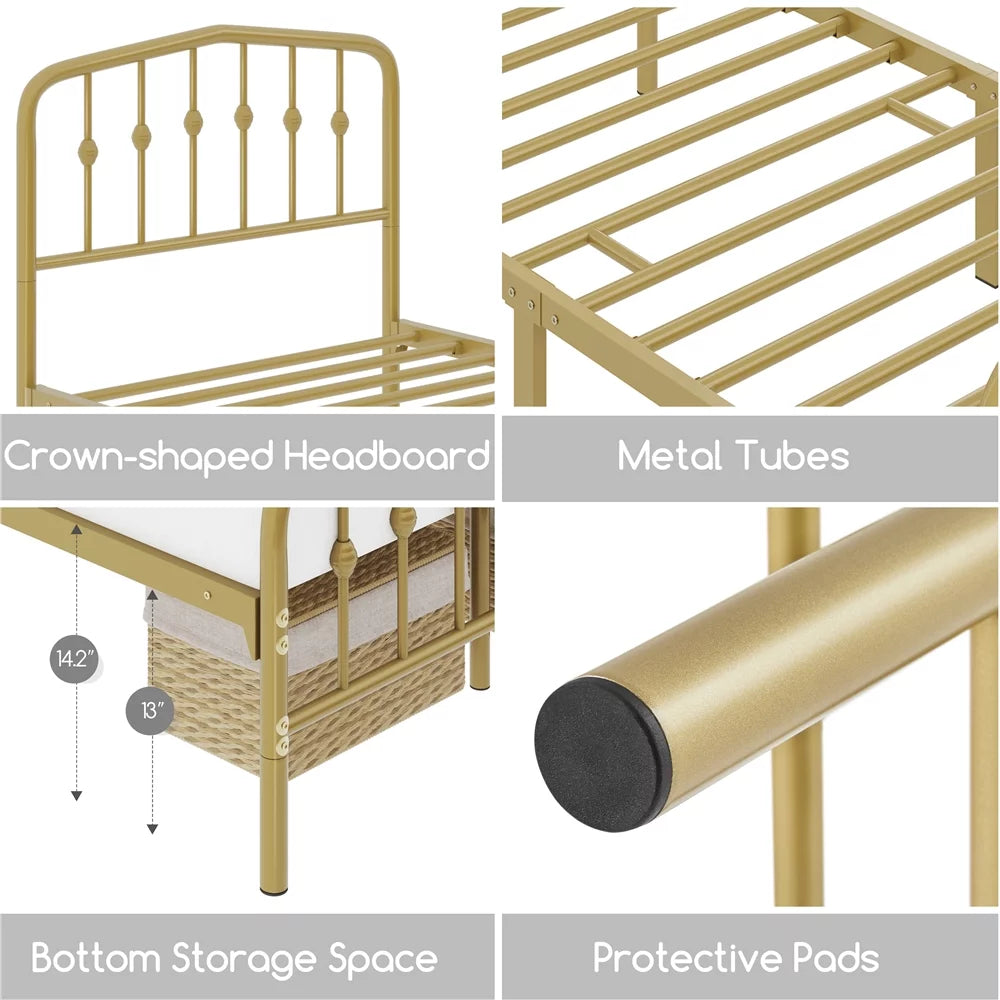 Twin Size Metal Bed with Arched Headboard and Footboard M995