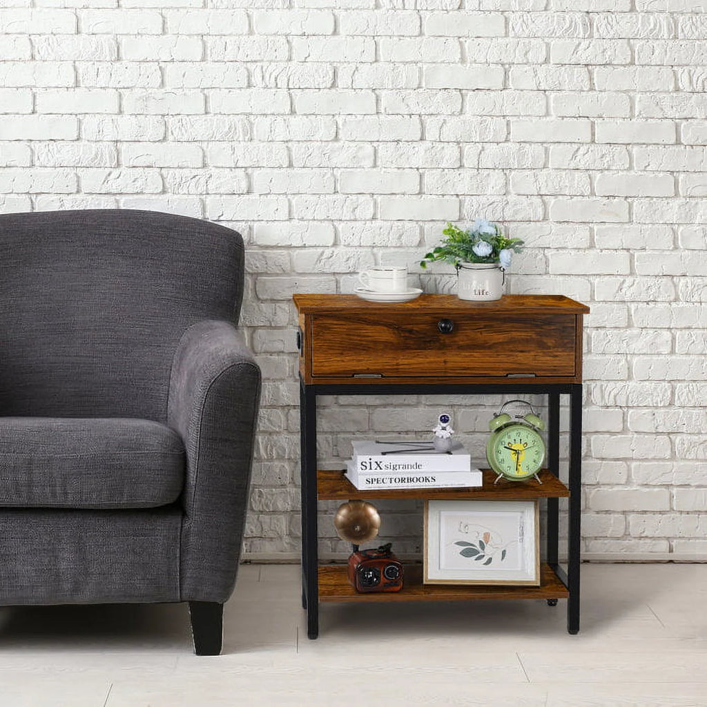 Brown Storage Table with Outlet T59359