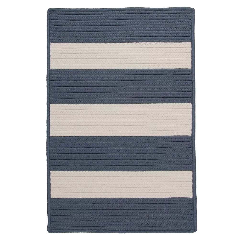 5' x 8' Steel Blue Striped Reversible Rectangular Outdoor W69895