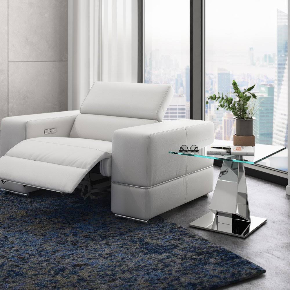 Clear Glass End Table with Polished Stainless Steel Base T59840