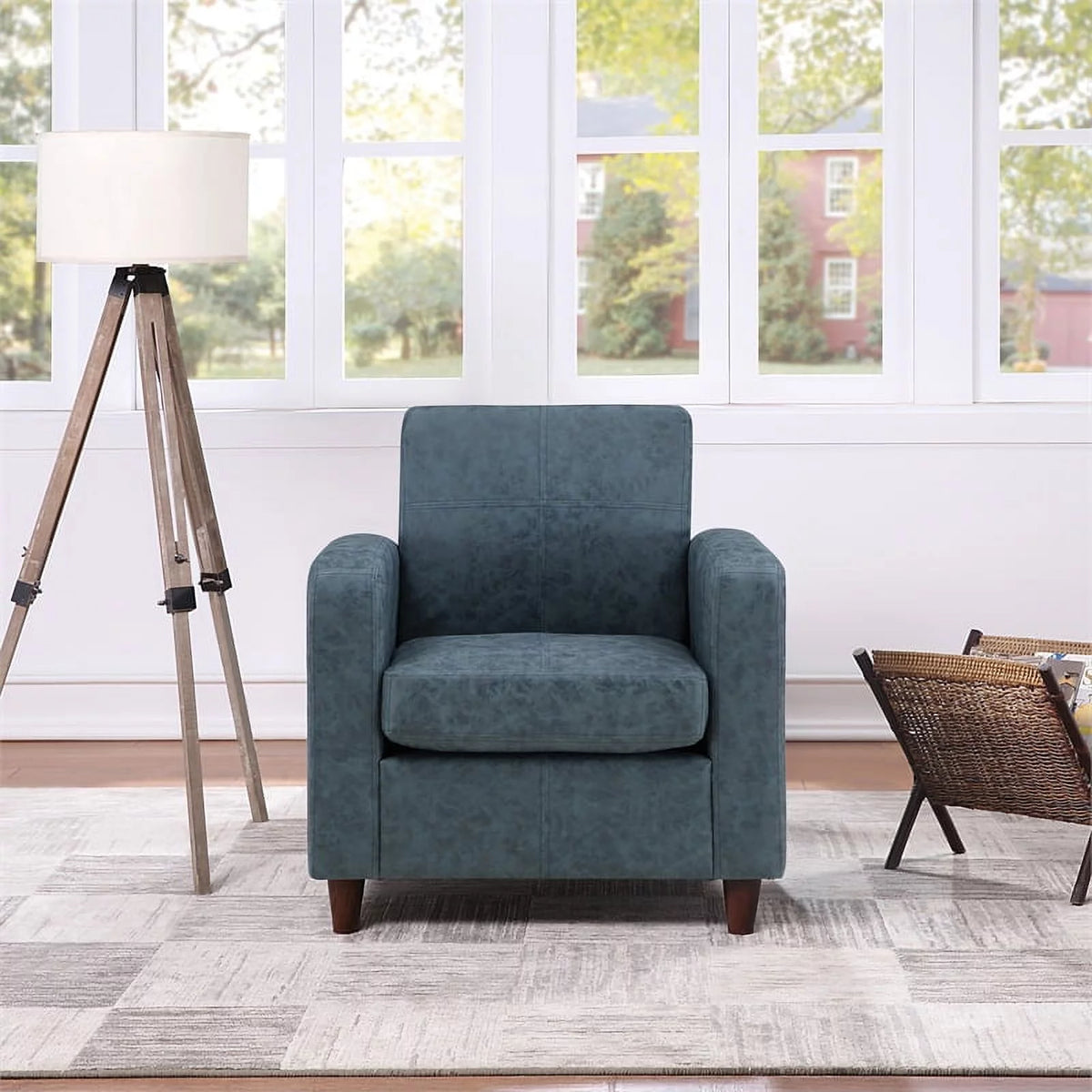 Navy Blue Faux Leather Club Chair V37778
