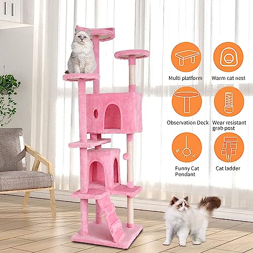 54" Dark Gray Cat Tree Tower Q415