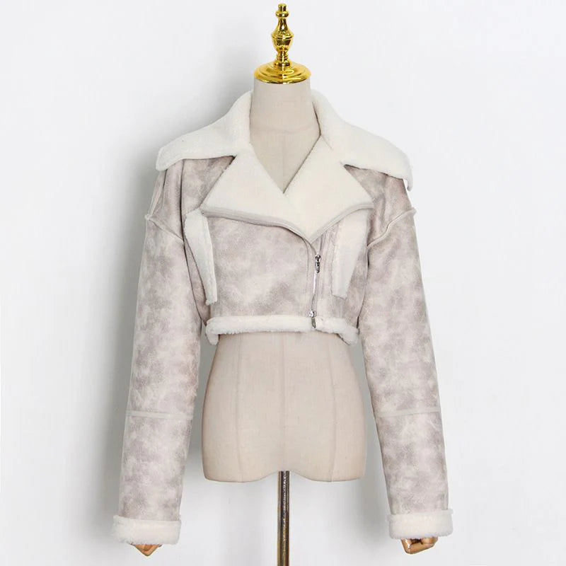 Faux Leather Sueded Aviator Jacket G1709