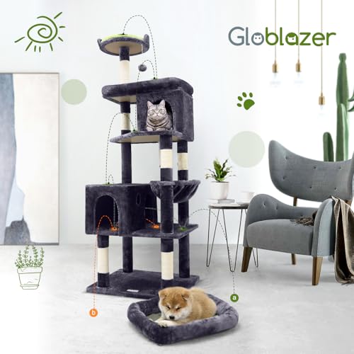 72in Dark Gray Cat Tree with 6 Scratching Posts F2236