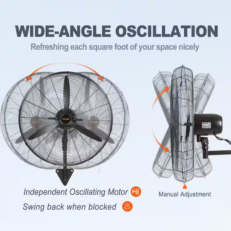 Wall-Mount Misting Fan 30 in. 3-Speed 9500 CFM Waterproof Oscillating Industrial Wall Fan X3045