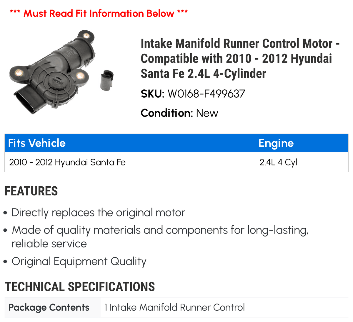 Intake Manifold Runner Control Motor N533