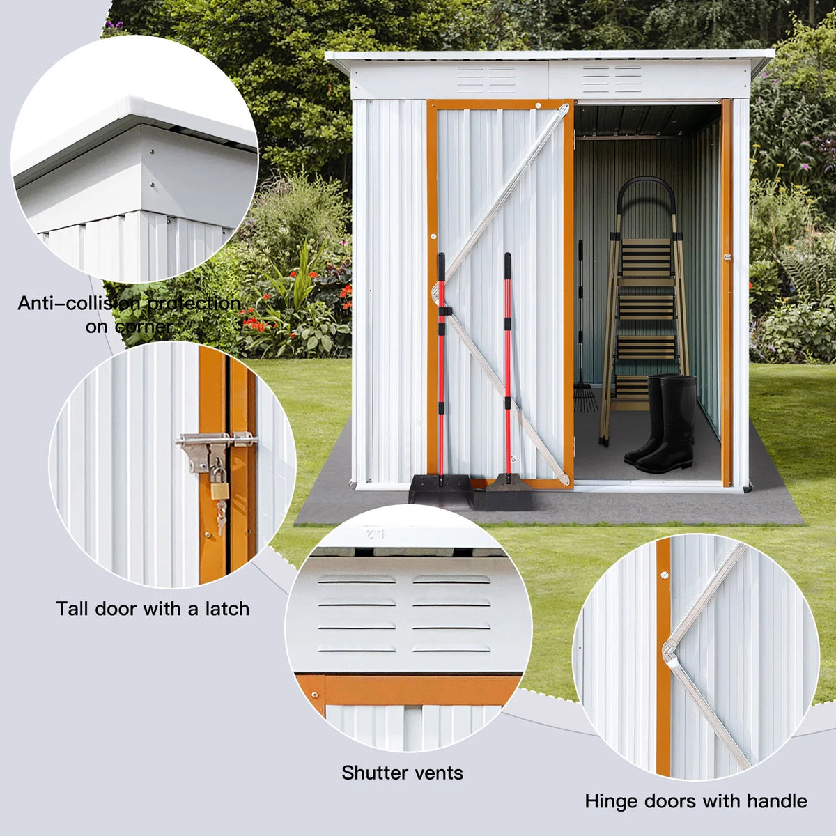 White and Yellow Metal Garden Sheds W971771