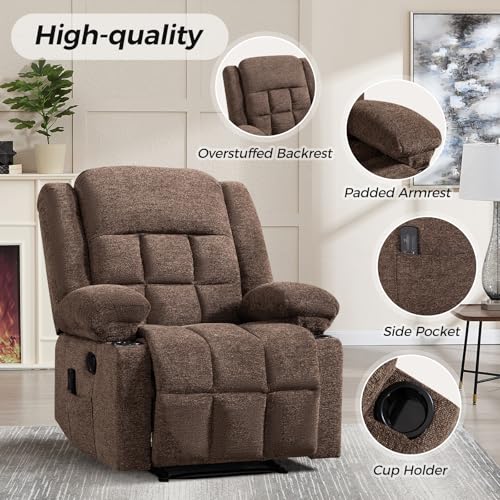 Brown Manual Recliner Chair with Massage and Heat X950