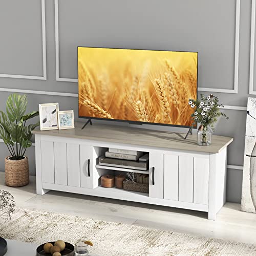 2 Doors TV Stand with Open Shelves and Cable Management Holes G150769