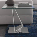 Clear Glass End Table with Polished Stainless Steel Base T59840